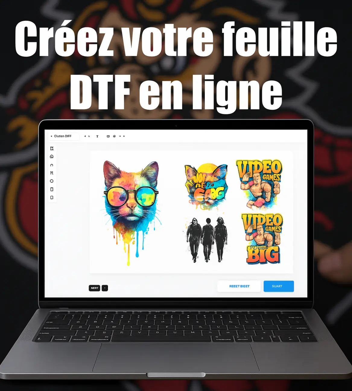 ordinateur portable creation dtf en ligne designs colorés